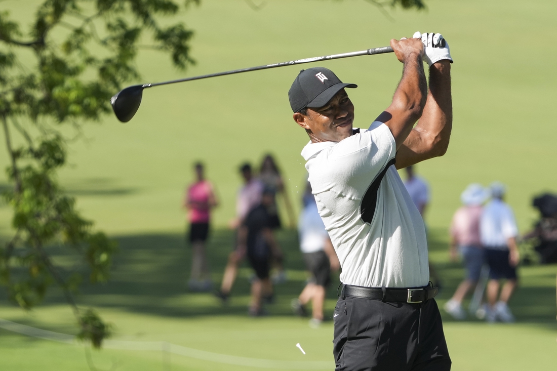 Tiger Woods hits PGA with leg &#8216;better than 12 months ago&#8217;